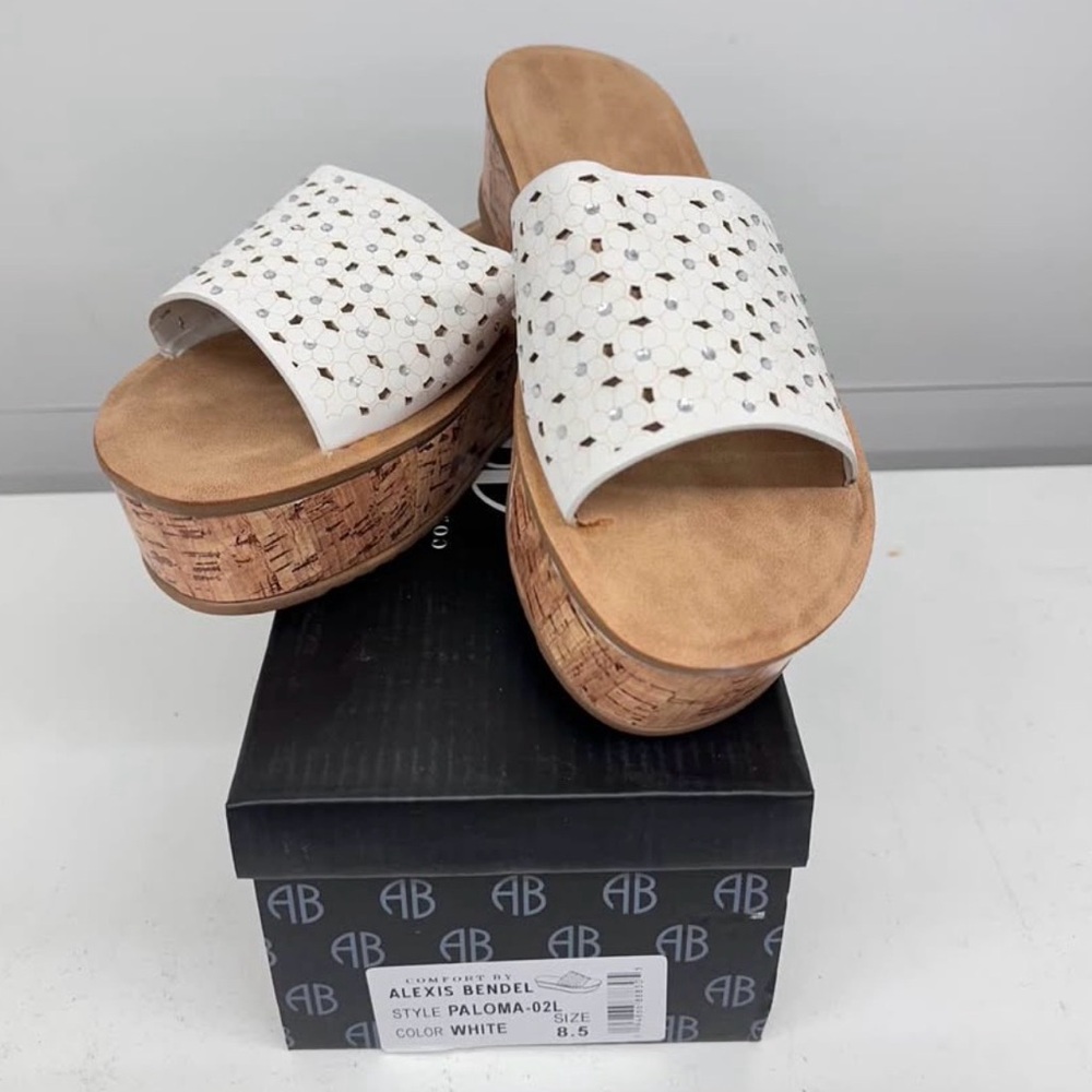 Alexis Bendel White Woven Mules